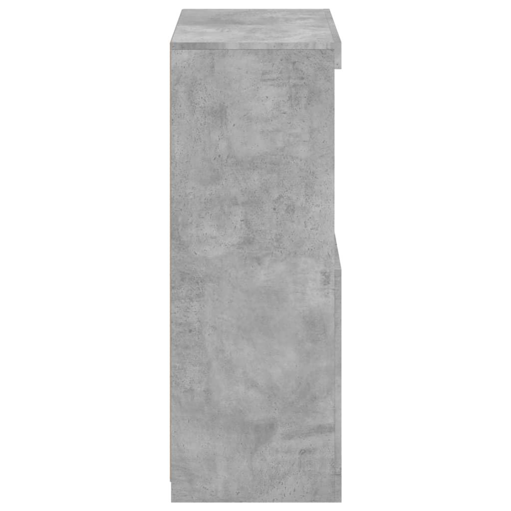 Side Cabinet with LED Lights Concrete Grey Engineered Wood